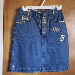 St. Maarten Dallas,TX. denim studded mini shirt.